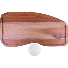 Доска для подачи с соусником для картошки фри дерево,фарфор D=72,H=40,L=400,B=210мм, изображение 2