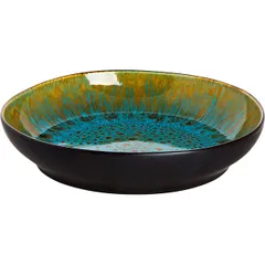 Salad bowl “Lotus”  ceramics  D=21cm  brown, turquoise.