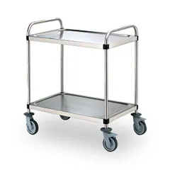 Serving trolley, 2 tiers  stainless steel , H=96, L=98, B=69 cm  silver.