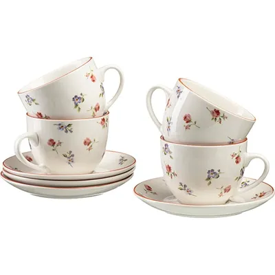 Набор посуды «Поэма Камарг» чайная пара (чашка + блюдце)[4шт] фарфор 260мл D=9/15,H=7см белый,розов., изображение 7