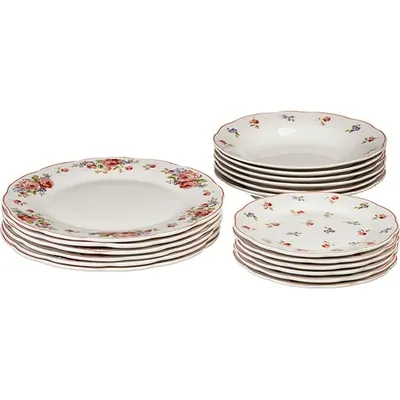 Набор посуды «Поэма Камарг» тарелки[18шт] фарфор белый,розов., изображение 5