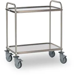 Serving trolley, 2 tiers  stainless steel , H=96, L=112, B=71cm  silver.