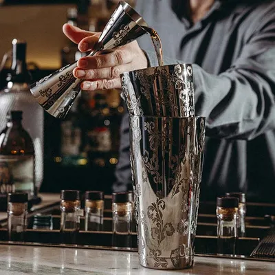 Джиггер «Пробар Премиум Мотиво» 60/90 мл с орнаментом сталь нерж. D=52/59,H=155мм серебрист., изображение 8