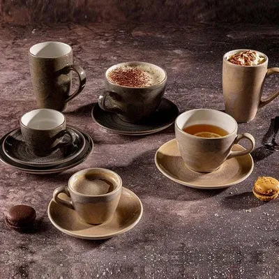 Чашка кофейная «Революшн Гранит» фарфор 85мл D=7см серый,коричнев., изображение 3