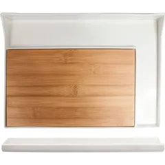 Блюдо для подачи дерево,фарфор ,H=30,L=320/255,B=225мм св. дерево,белый