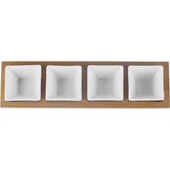 Набор соусников на подставке[4шт] бамбук,фарфор 75мл ,H=45,L=327,B=80мм, изображение 3