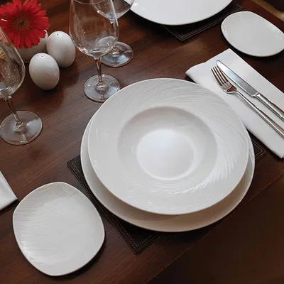 Тарелка для супа/пасты «Спайро» фарфор 394мл D=240,H=45мм белый, изображение 2