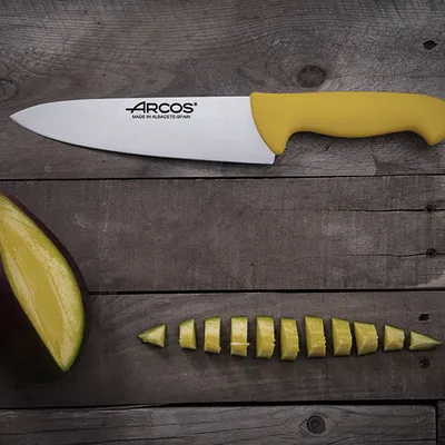 Нож поварской «2900» сталь нерж.,полипроп. ,L=333/200,B=50мм желт.,металлич., изображение 2