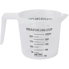 Стакан мерный с ручкой пластик 250мл ,H=85,L=130,B=90мм прозр.