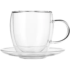 Tea pair “Prootel” thermost.glass 250ml D=13cm clear.