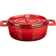 Кастрюля для запекания с крышкой чугун 0,8л ,H=7,L=18,B=14см красный, изображение 4