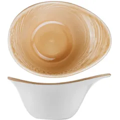 Salad bowl “Scape ocher”  porcelain  110 ml , H=52, L=130, B=95mm  beige.