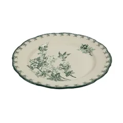 Тарелка «Боярышник» плоская керамика D=185,H=23мм белый,зелен., изображение 2