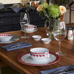 Чашка бульонная «Мезень» Принц Лебеди фарфор 380мл D=95/115,H=60мм белый,красный, изображение 4