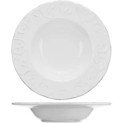 Тарелка для пасты «Фестон» керамика 350мл D=24см белый