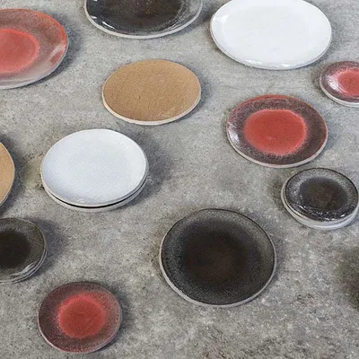 Тарелка бетон D=20см красный,серый, изображение 5