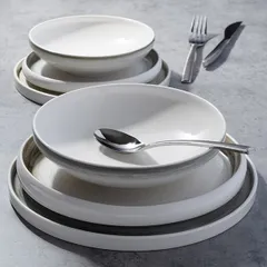 Тарелка «Айсио» с высоким бортом фарфор D=279,H=17мм белый,серый, изображение 4