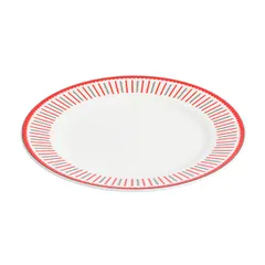 Тарелка «Мезень» Классик Заборчик плоская фарфор D=250,H=22мм белый,красный, изображение 2