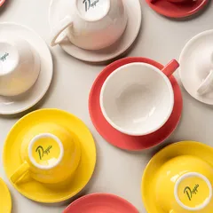 Чашка кофейная «Пур-Амор» фарфор 300мл D=110/60,H=65,L=140мм кораллов.,белый, изображение 4