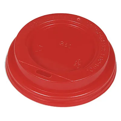 Крышка для стакана одноразовая с питейником[100шт] пластик D=8,H=2см красный,матовый, Цвет: Красный, Диаметр (мм): 80