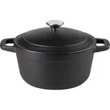 Кастрюля для запекания с крышкой с матовым покрытием чугун 2,6л D=20,H=16см черный