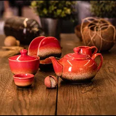 Сахарница «Агат» фарфор 200мл D=93,H=75мм красный, изображение 4