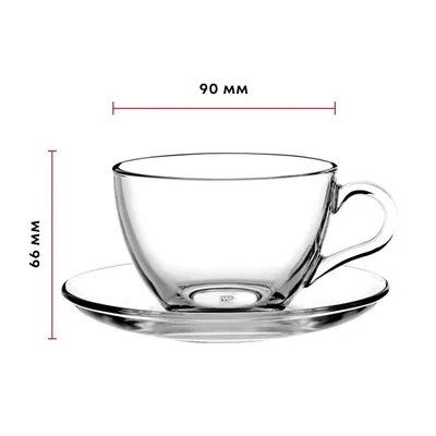 Чайная пара стекло 180мл D=90/136,H=66мм прозр., Цвет: Прозрачный, изображение 4