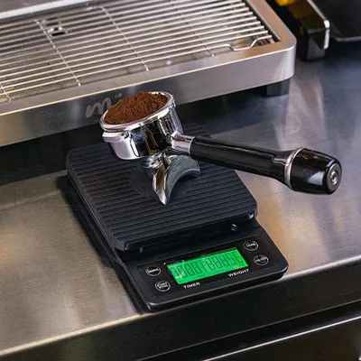 Весы для кофе электронные с таймером (до 3 кг с точностью до 0,1 г) пластик ,H=30,L=195,B=125мм черн, изображение 5