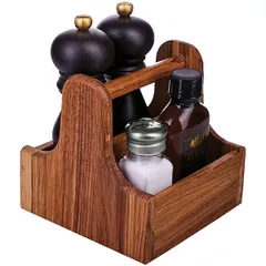 Подставка для набора для специй 2 отделения дуб ,H=15,L=15,B=15,3см коричнев., изображение 2