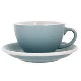 Кофейная пара «Эгг» фарфор 300мл D=110/155,H=65,L=135мм голуб.