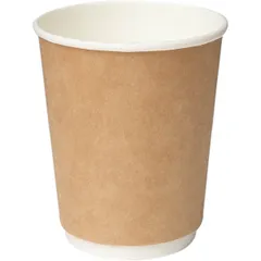 Glass for hot drinks, disposable, two-layer [20 pcs]  cardboard  250 ml  D=80, H=92mm  light brown.