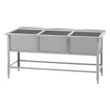 Ванна моечная «Base» ВМСб-530/3 с полкой для смесителя (3 чаши, 3 отверстия) сталь нерж. ,H=86,L=149