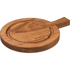 Round serving board with handle (70 mm)  oak  D=230, H=25mm  wood.