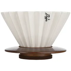 Воронка «Оригами» для кофе с подставкой (пуровер) керамика,дерево D=13,8/11,8,H=10,6см белый, изображение 2