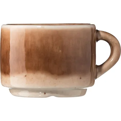 Чашка кофейная «Маррон Реативо» фарфор 80мл D=60,H=47мм коричный,кремов., изображение 3