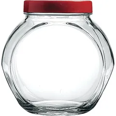 Round jar with lid “Bella”  glass, plastic  2 l  D = 10.5, H = 17 cm  transparent, red
