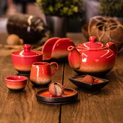 Тарелка «Агат» фарфор D=85мм красный,черный, изображение 2