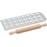 Форма для равиоли со скалкой 24 ячейки алюмин.,бук ,L=28,5,B=10см металлич.