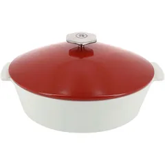 Утятница с крышкой «Революшн» керамика 3,5л ,H=16,L=32,5,B=26,5см белый,красный