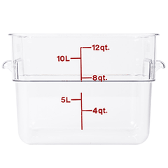 Container for products, graduated  polycarbonate  11.4 l , H=21, L=31, B=25.6 cm  transparent.