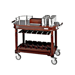 Serving trolley for wine 2 tiers  wood , H=92, L=122, B=62cm  brown.