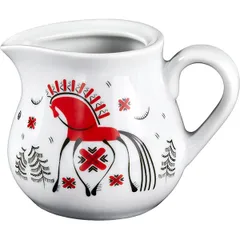 Milk jug “Mezen” Classic Koni porcelain 130ml D=71/94,H=69mm white,red