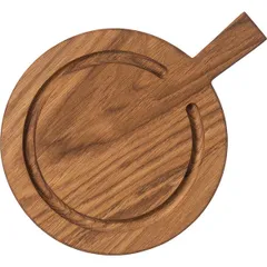 Доска для подачи круглая с ручкой 7см дуб D=230,H=25мм древесн., изображение 3