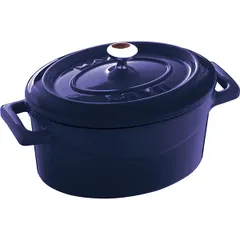 Baking pot with handles  enameled cast iron  420 ml  blue