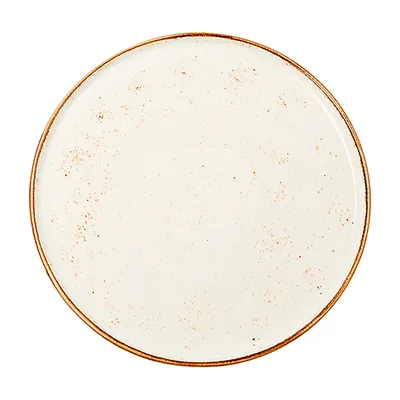 Тарелка «Крафт Вайт» с бортом фарфор D=254,H=13мм белый,коричнев.