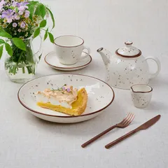 Чайник заварочный «Париж» фарфор 0,6л D=70/125,H=120мм белый,коричнев., изображение 4