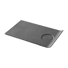 Блюдо «Базальт» прямоугольное с загнутым краем фарфор ,H=20,L=332,B=200мм черный