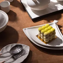 Блюдо «Кунстверк» лист фарфор ,H=19,L=150,B=110мм белый, изображение 2