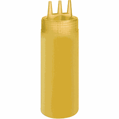 Container for sauces with three spouts  plastic  0.69 l  D=7, H=26 cm  yellow.