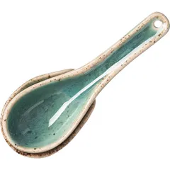 Ложка для мисосупа «Эрбосо Реативо» с подставкой фарфор ,H=3,L=14см малахит.,кремов., изображение 2